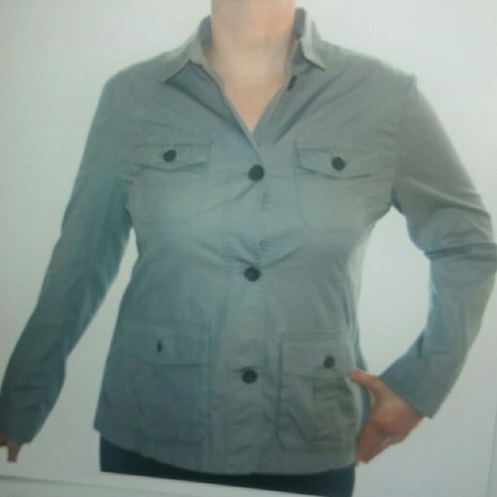 Eddie Bauer cotton short trench button-up jacket